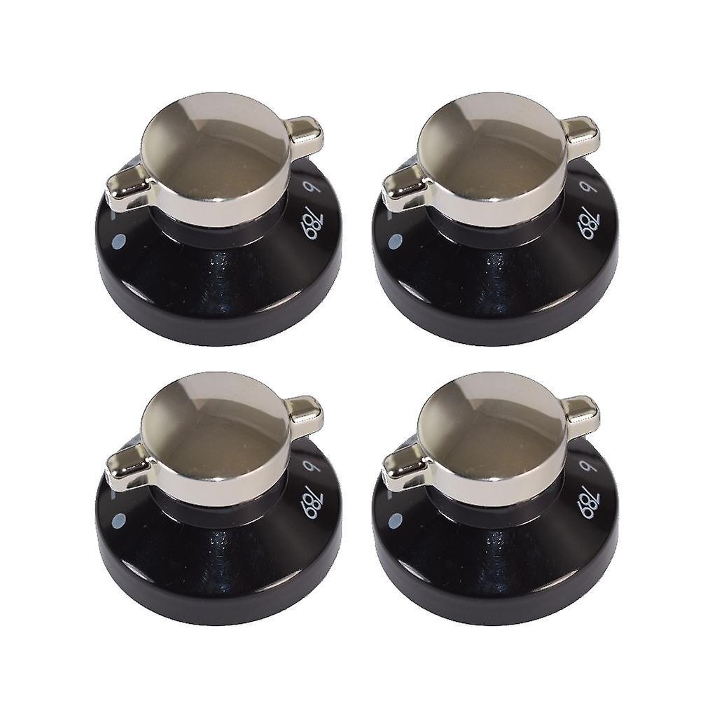 Ufixt Stoves Compatible Black Silver Replacement Oven Cooker Hob control Knob Pack of 4