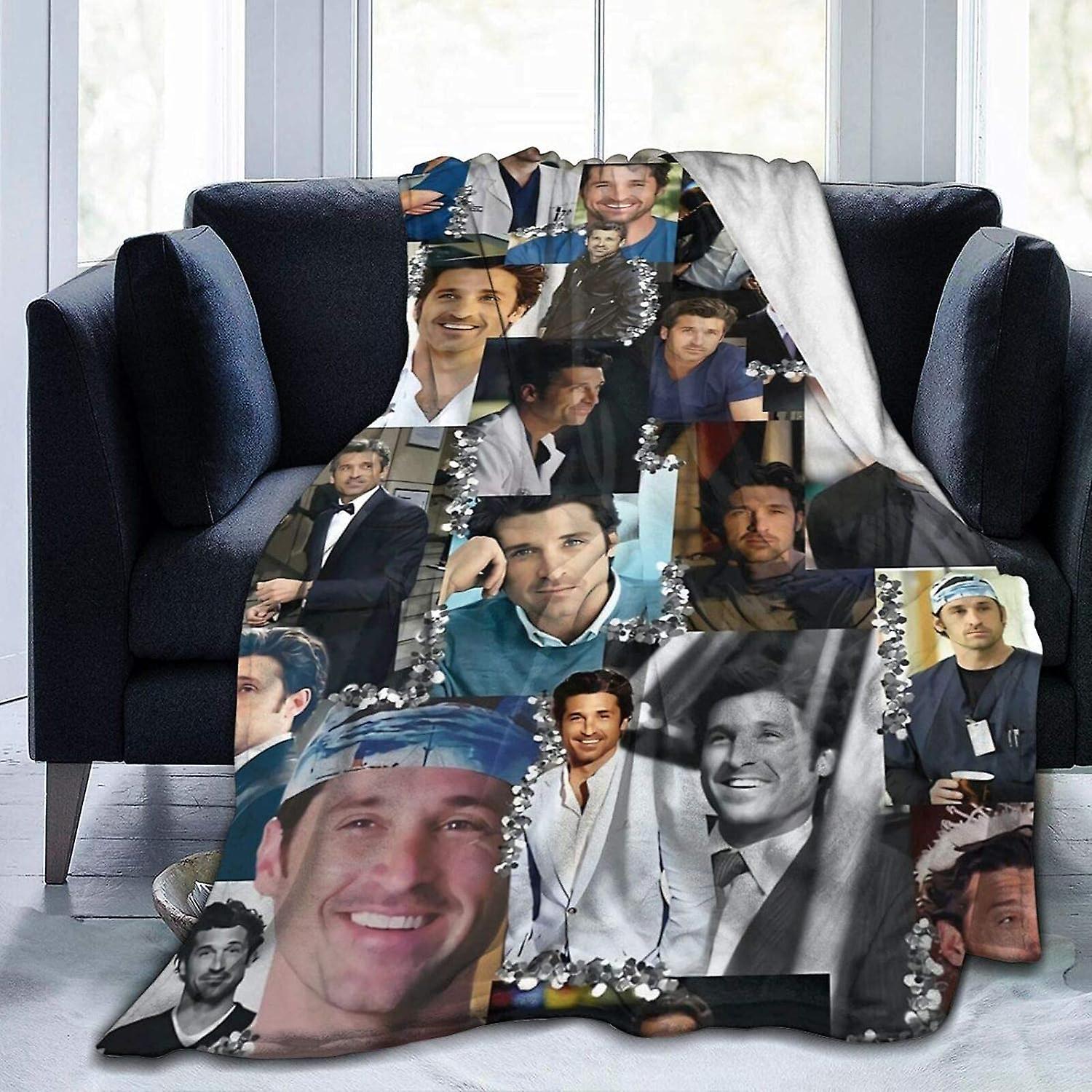 Kerota Dempsey as Derek Shepherd Soft and Comfortable Warm Throw Blanket Beach Blanket Picnic Blanket Fleece Blankets for Sofa, Office Bed car Camp...