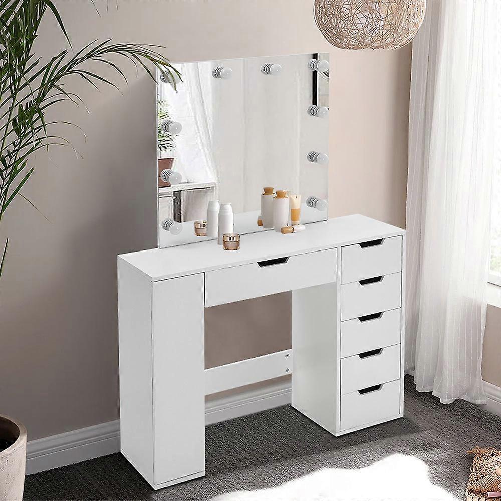 Living And Home Hollywood Dressing Table with LED Lighted Mirror