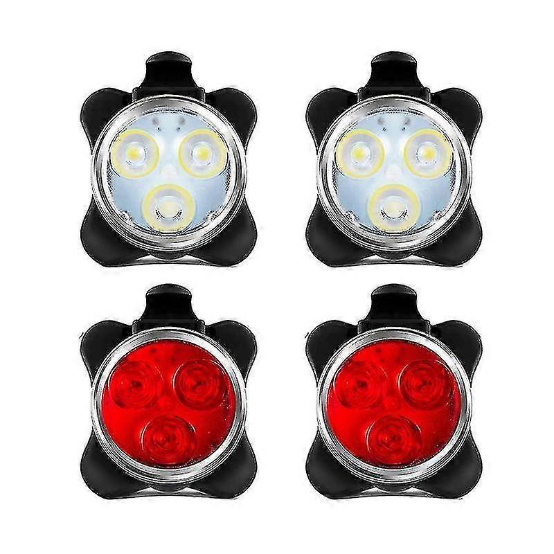 Changsha Liuzhou Electronic Commerce 4 Pack Usb Rechargeable Bike Light Set Front And Rear Led Bicycle Light