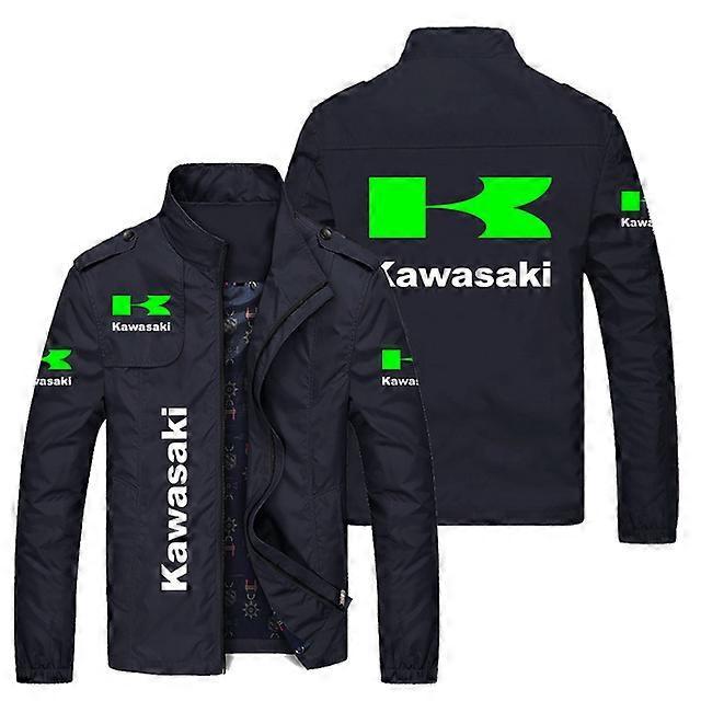 Coats 2023 Spring and autumn men's casual Kawasaki men's charge clothes polyester jacket retro locomotive windproof fashion motorcycle Black xL