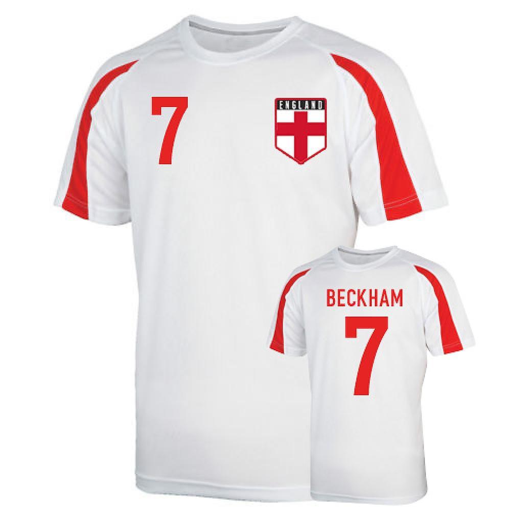 UKSoccerShop England Sports Training Jersey (beckham 7) White Medium (38-40 inch)