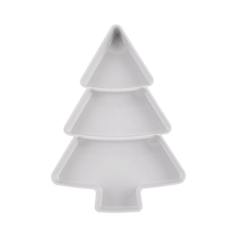 Huamade Creative Christmas Tree Shape Candy Snacks Nuts Dry Fruits Plastic Plate Snack Dishes Bowl Breakfast Tray Wedding Party Dessert White tree