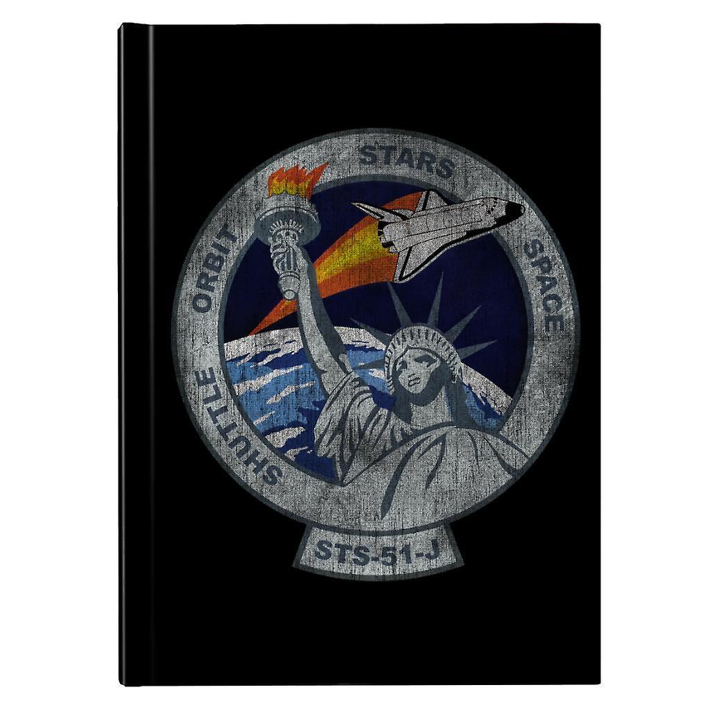 NASA STS 51 J Atlantis Mission Badge Distressed Hardback Journal Black 13 x 18.5 cm