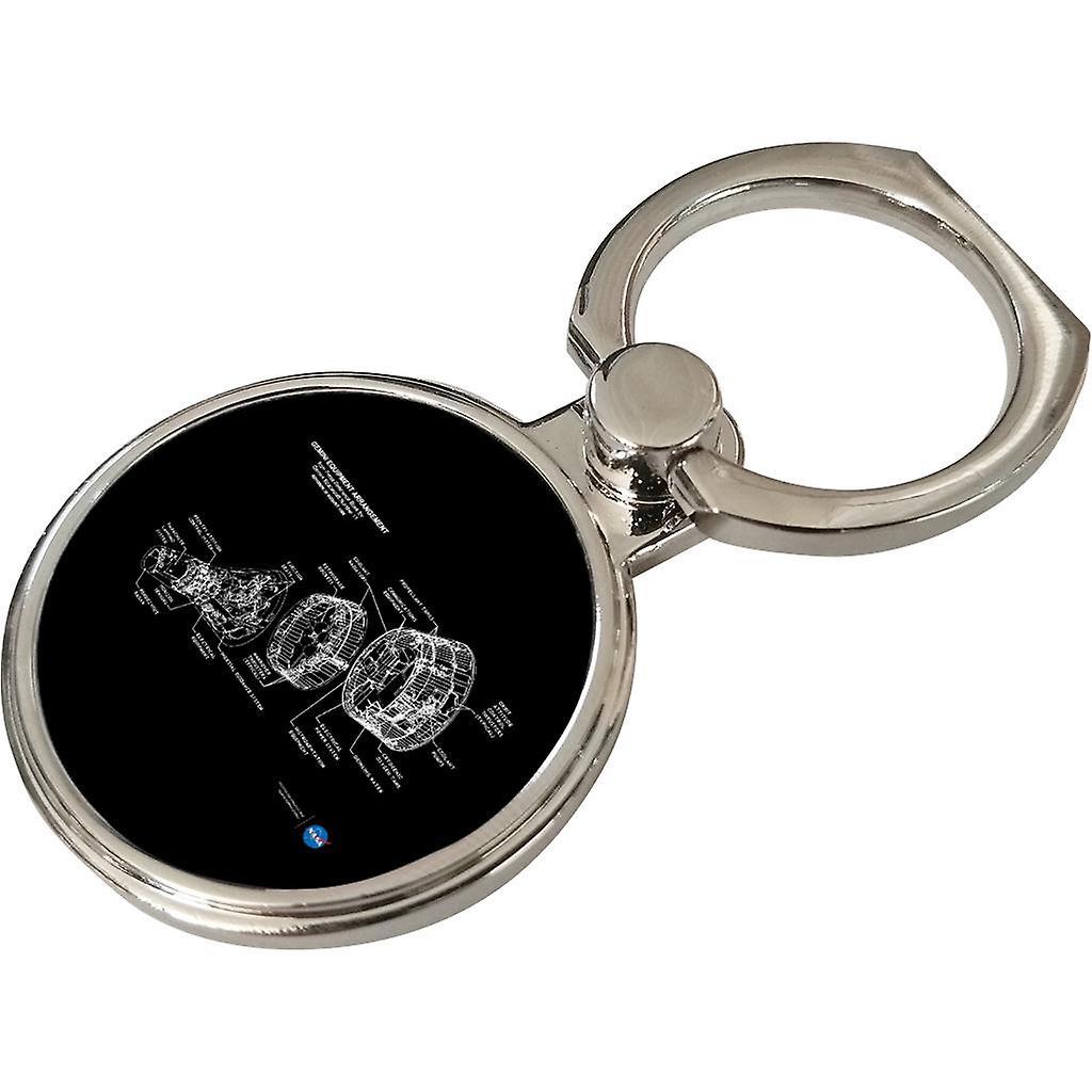 NASA Gemini Spacecraft Schematic Phone Ring Black 3.5cm x 4.5cm