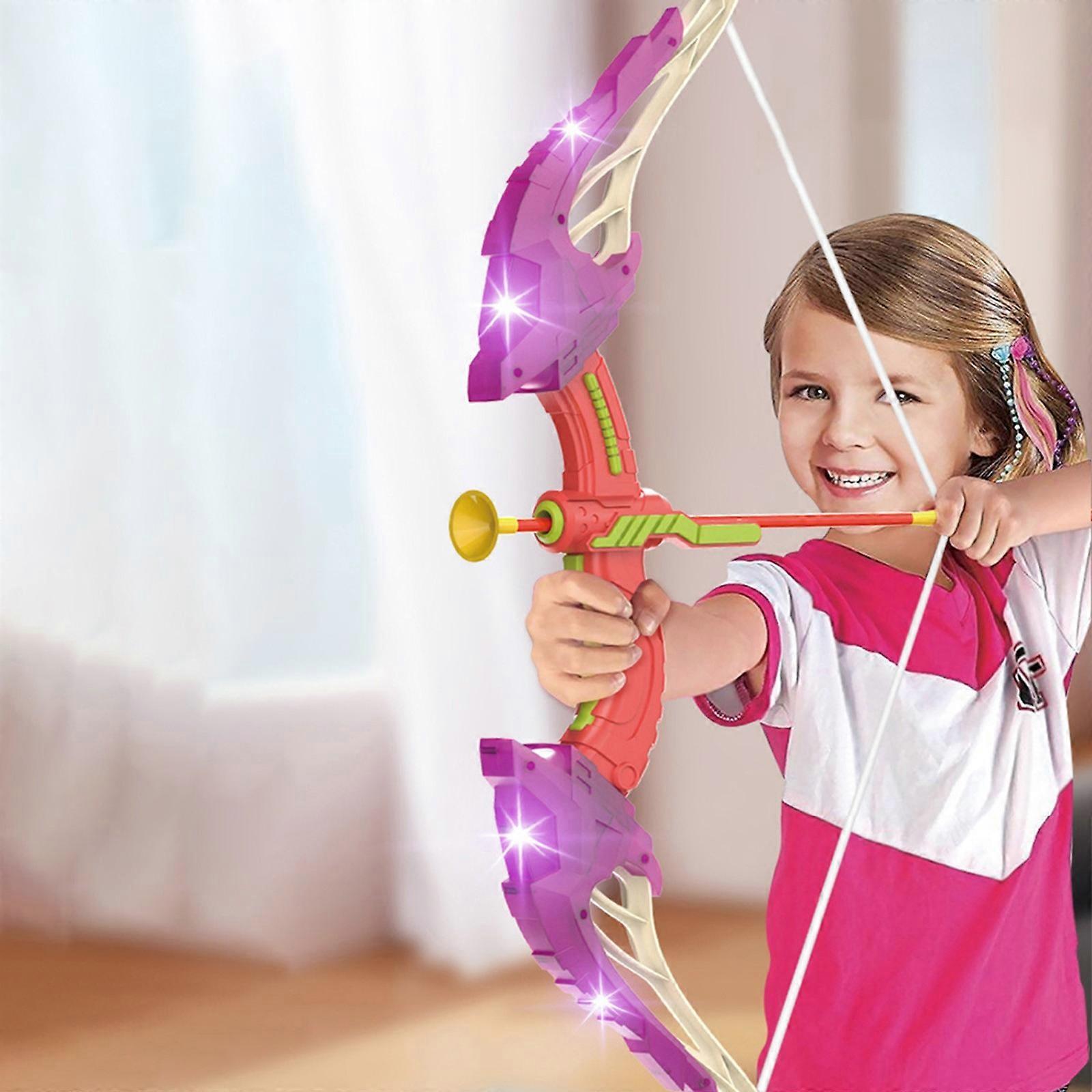 Flye Kids Bow And Arrows Set With 3 Suction Cup Arrows, Targets & Dorlach, Indoor And Outdoor Toys For Children Boys Girls Pink