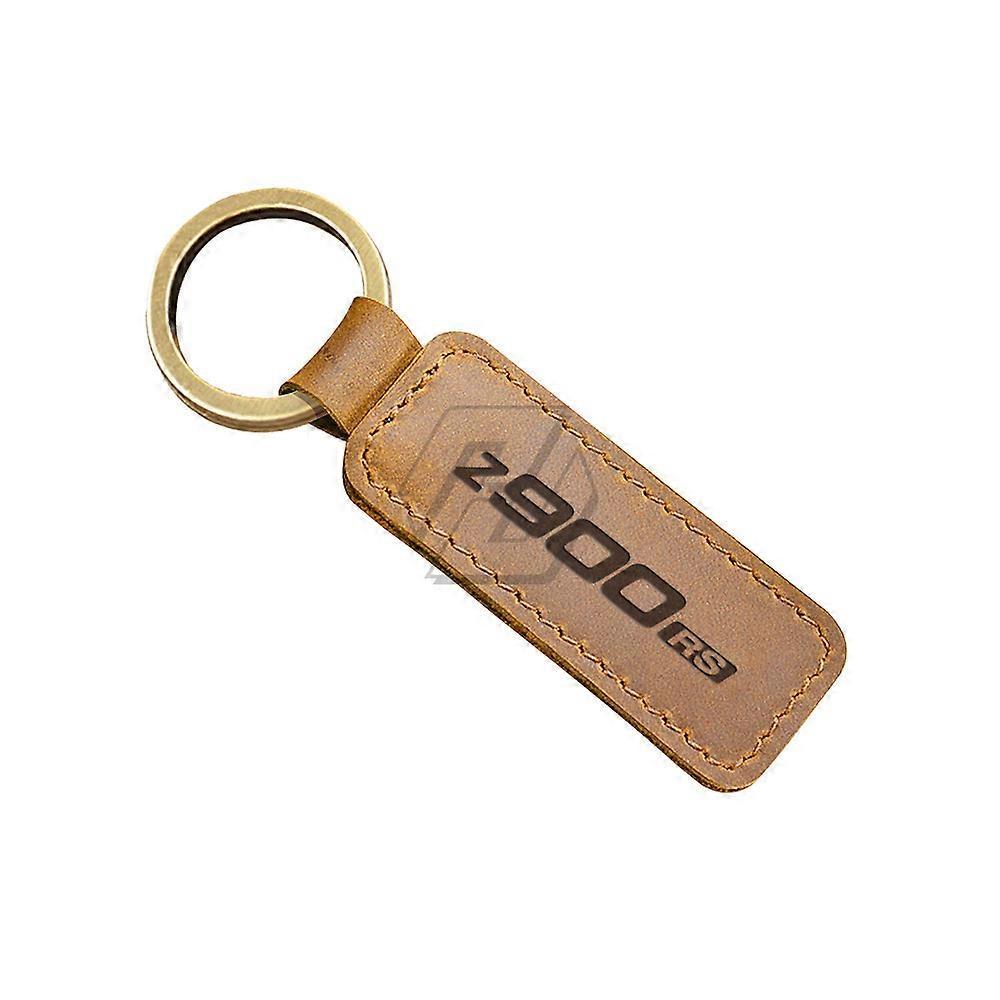 Redkid Motorcycle Keychain Real Cowhide Key Ring Fits for Kawasaki Z900RS Cafe Z900 RS Brown