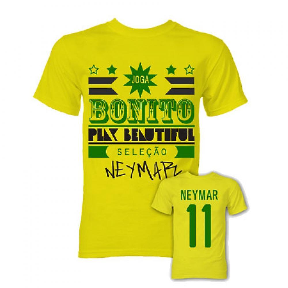 Gildan Neymar Joga Bonito T-Shirt (Yellow) Womens XXL (Size 18 - 40 inch Chest)