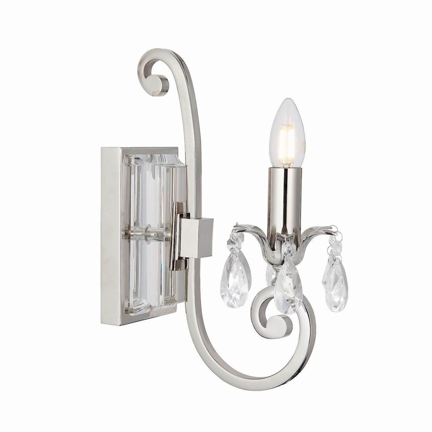 Oksana 1 Light Indoor Candle Wall Light Polished Nickel Plate E14