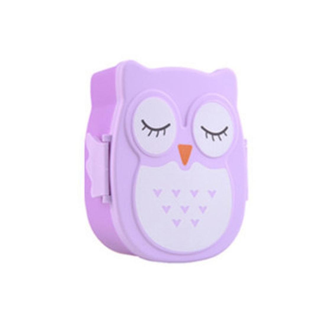 Tianzun Lunch Box,bento Box Kids Lunch Box,plastic Portable Cartoon Owl Lunch Box Food Safe Microwave Storage Container,1pc purple