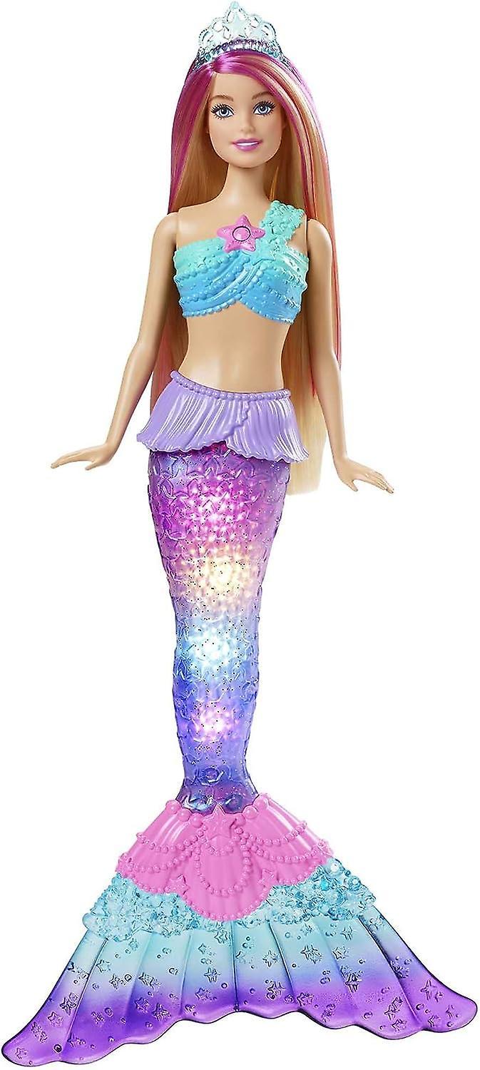 Oski Mermaid Barbie Doll with Water-Activated Twinkle Light-Up Tail, Barbie Dreamtopia Mermaid Toys, Pink-Streaked Hair