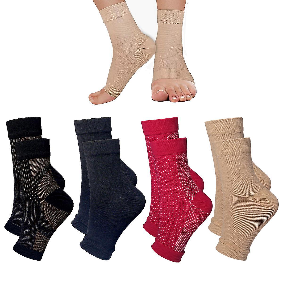 Kxj-neuropathy Socks For Women And Men, 4pairs Soothe Relief Compression Socks, Fitness Compression Socks Elastic Cycling Socks Ankle Brace For Pla...