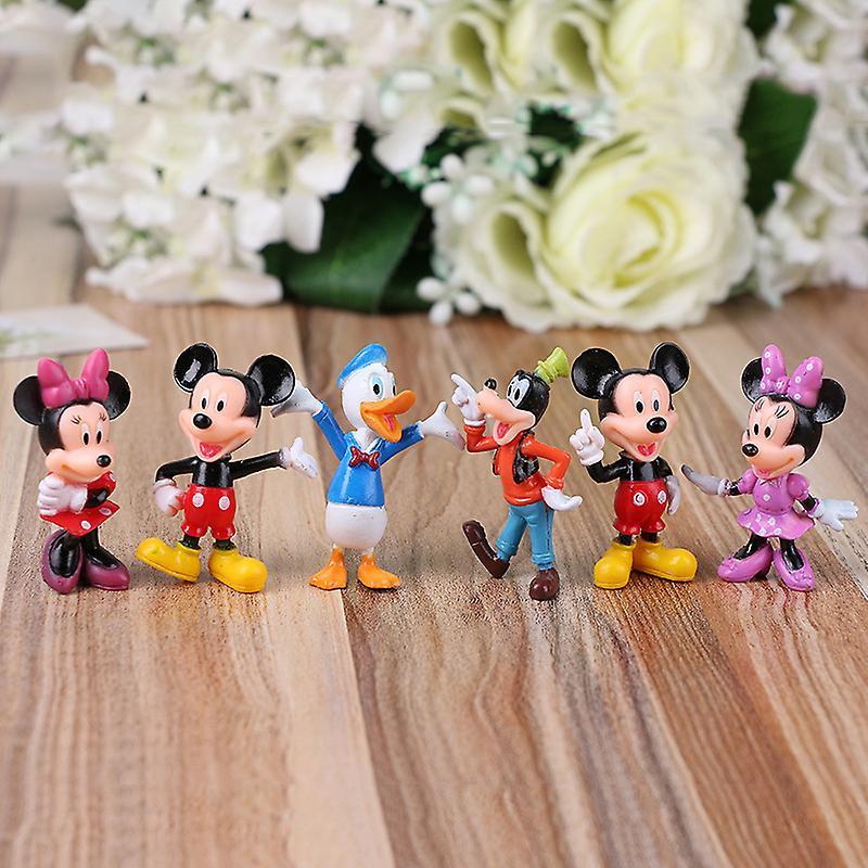 unbrand 6pcs/set Disney Figures Mickey Mouse Minnie Mouse Anime Figures Kids Toys Gift One Size