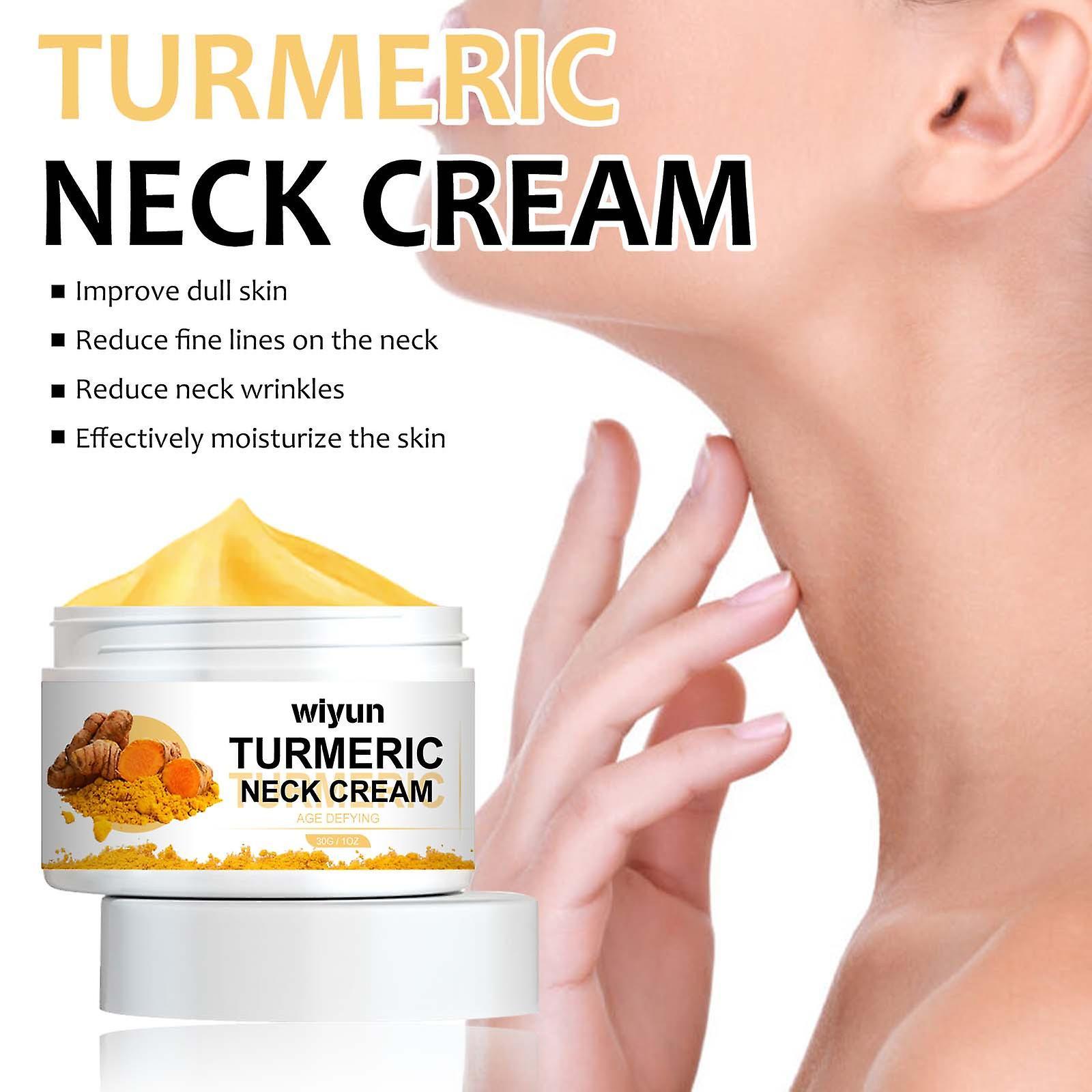 Flye Turmeric Neck Firming Cream Facial Moisturizer With Retinol Collagen Hyaluronic Double Chin Reducer Hydrating Face Cream 30g Yellow