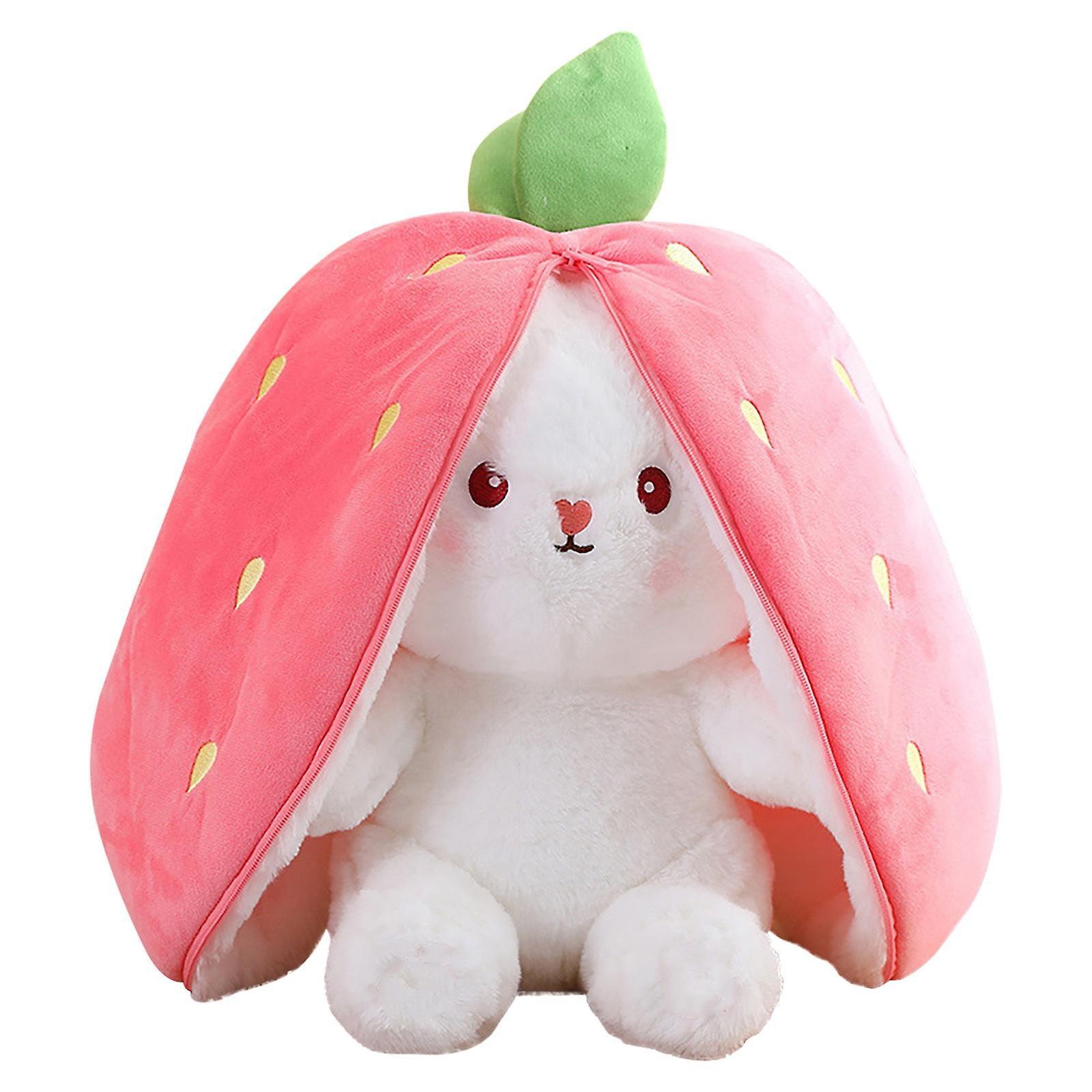 Unbrand Animal Toys Easter Stuffed Cute Bunny Turn Into Rabbit Fruit Doll Carrot Strawberry Cute Bunny Doll Plush Toy B