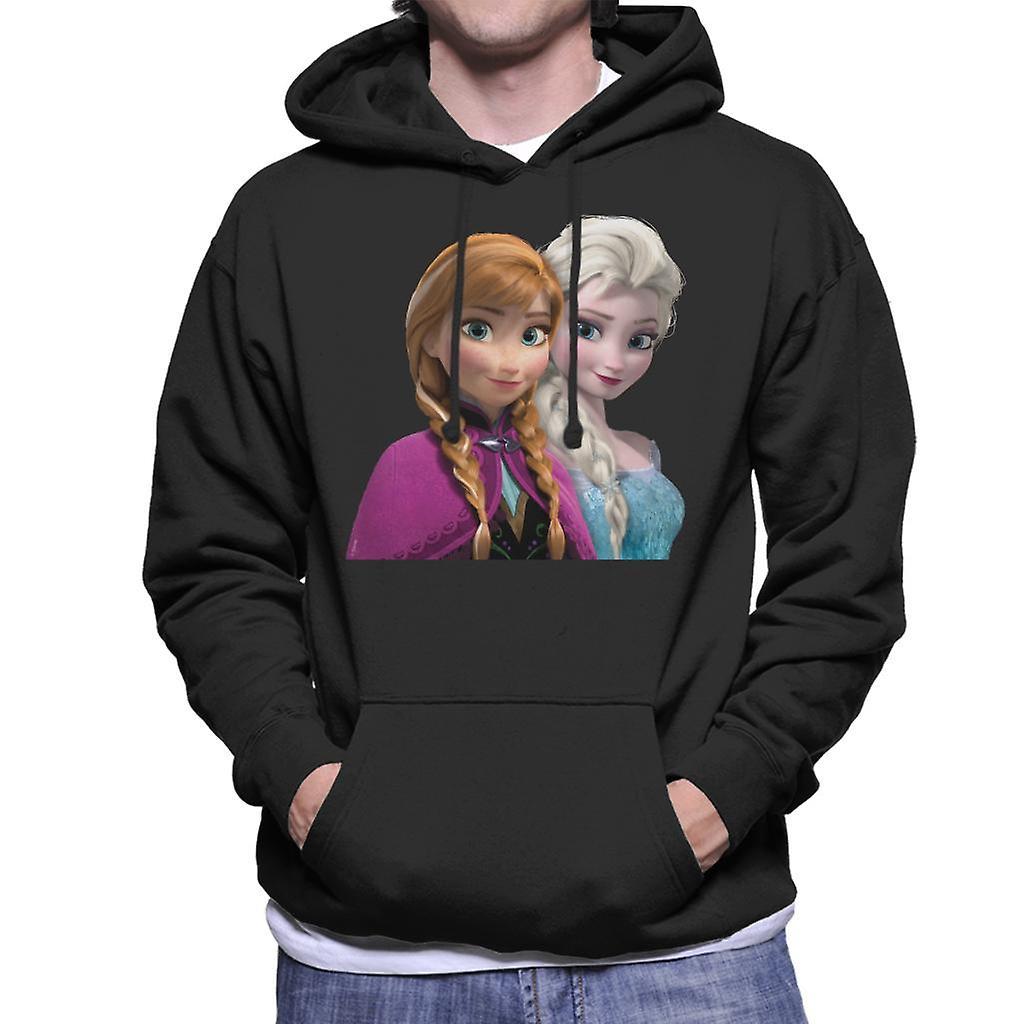 Disney Frozen Princess Anna And Elsa The Snow Queen Men's Hooded Sweatshirt Black Medium