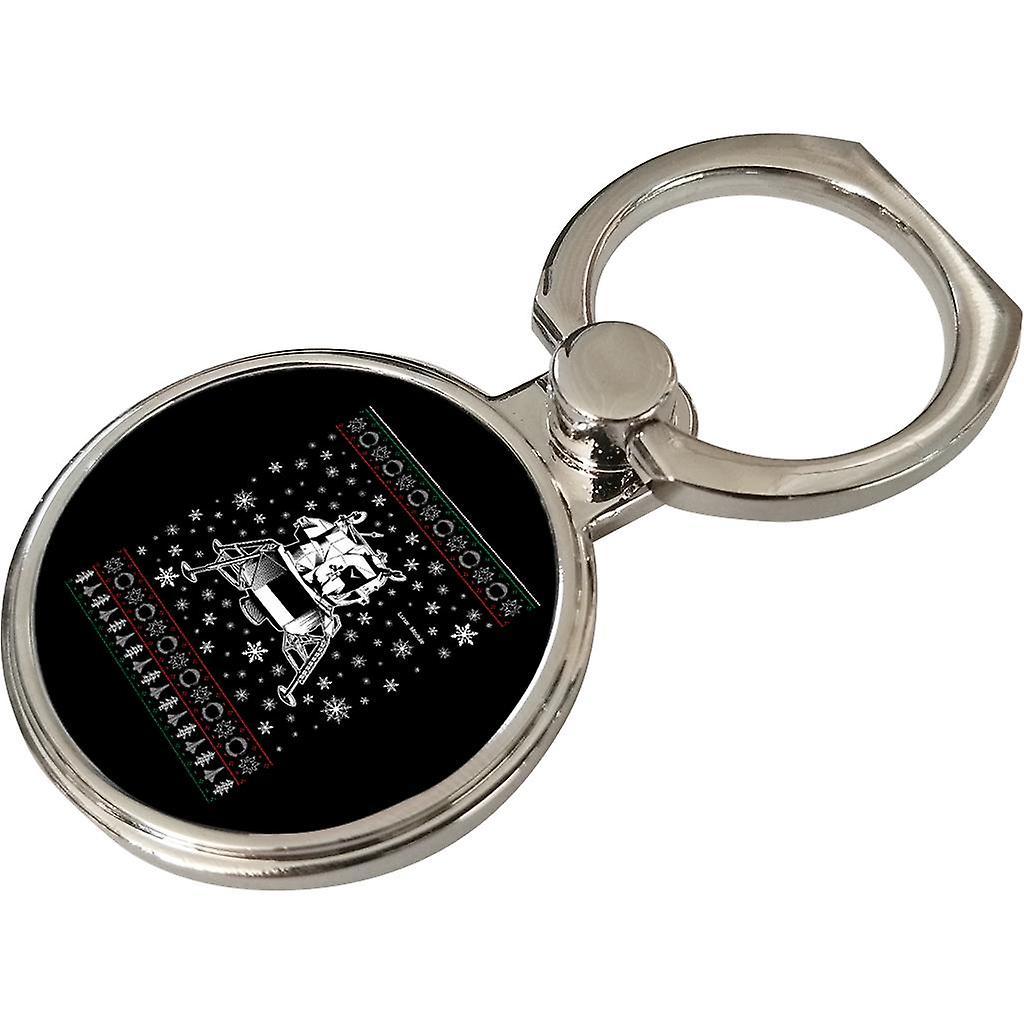 NASA Apollo Lunar Module Christmas Knit Pattern Phone Ring Black 3.5cm x 4.5cm