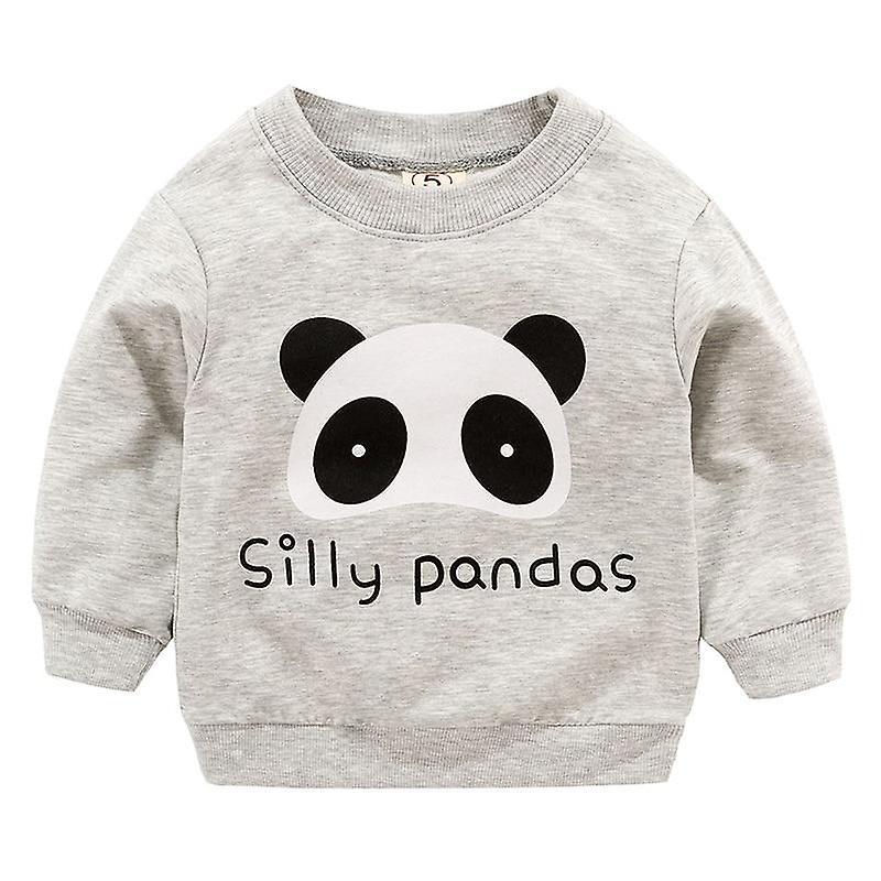 Slowmoose Sweatshirts Autumn & Spring Cartoon Cotton Hoodies gray panda 24M