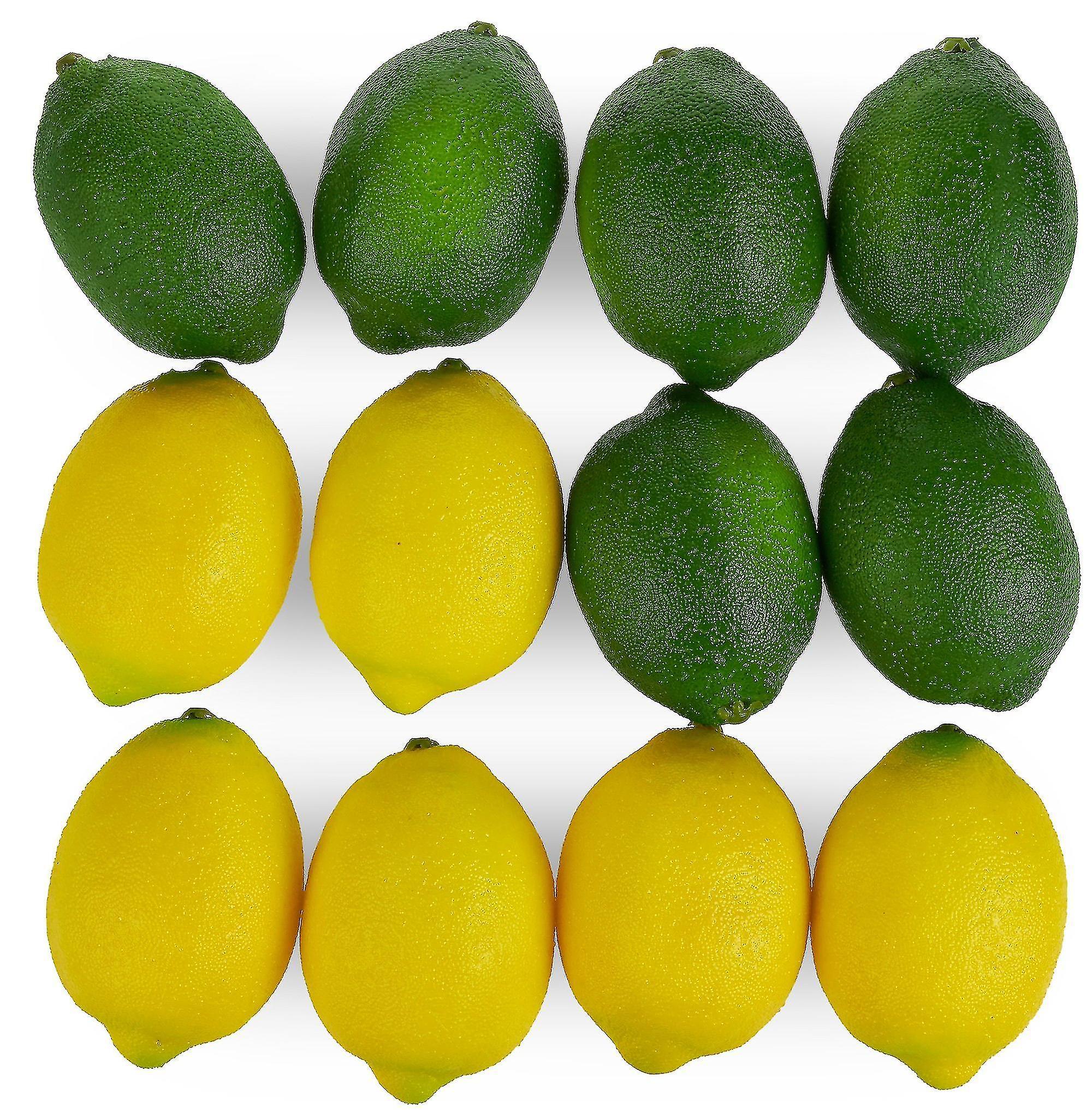 Yijin Large Artificial Lemons And Limes, Realistic Decorative Fake Prop Fruits - Set Of 12