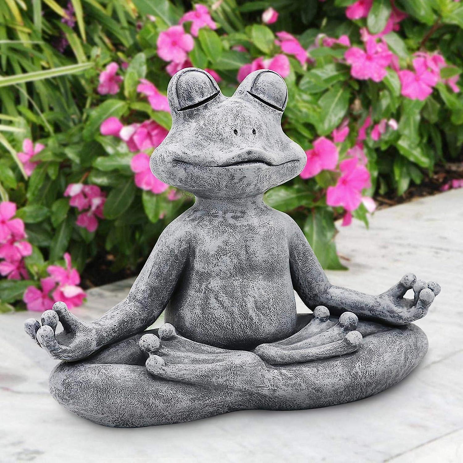 Lertenys Meditation Frog Statue Garden Decoration Outdoor Buddha Zen Yoga Frog Garden Statue - Indoor Home Garden Sculpture Family Gift, 32.5cm