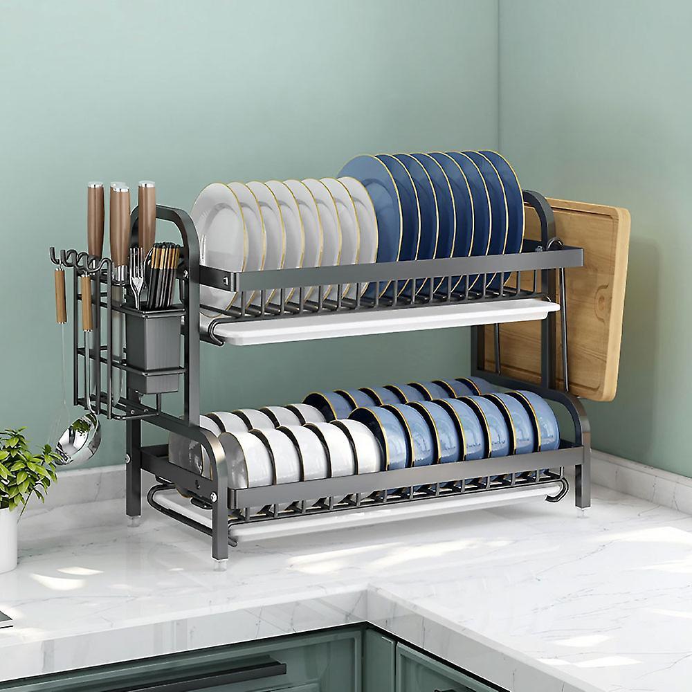 Living And Home Livingandhome Black Steel Dish Drying Rack 2-Tier