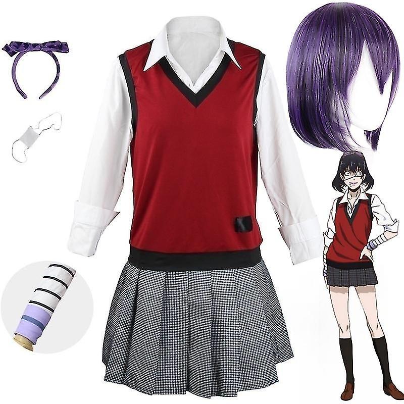 DUqi Kakegurui Compulsive Gambler Ikishima Midari Cosplay Wig And Accessories Jk Uniform School School Suit Halloween Costumes L