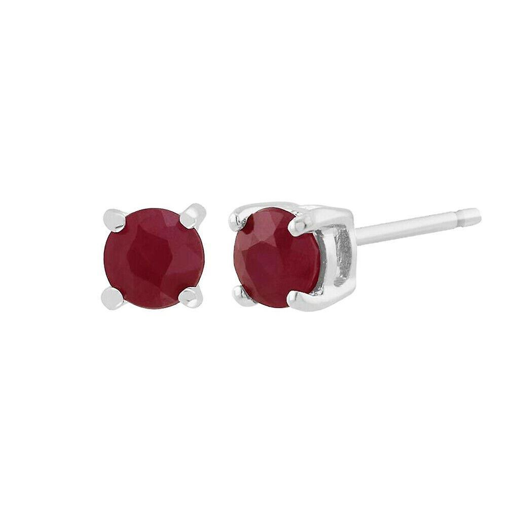 Gemondo Classic Round Ruby Stud Earrings in 9ct White Gold 3.5mm 11622 Red One Size