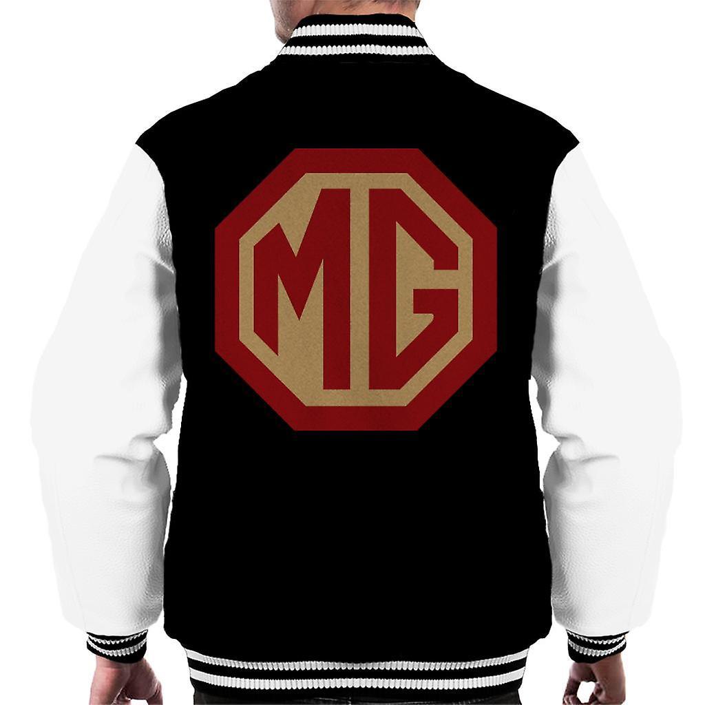 MG Red And Gold Logo British Motor Heritage Men's Varsity Jacket Black/White Medium