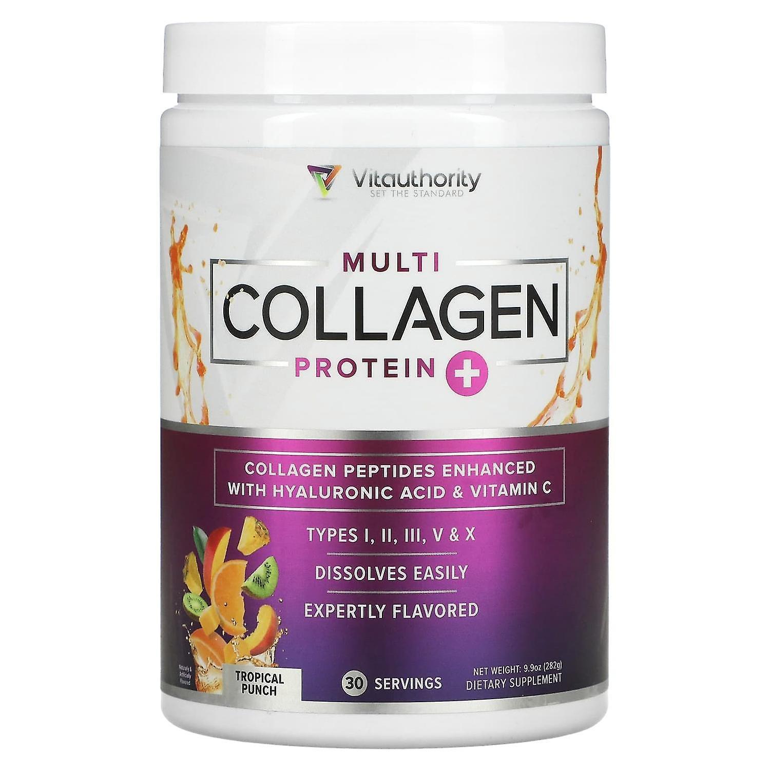 Vitauthority, Multi Collagen Protein, Tropical Punch, 9.9 Oz (282 g)