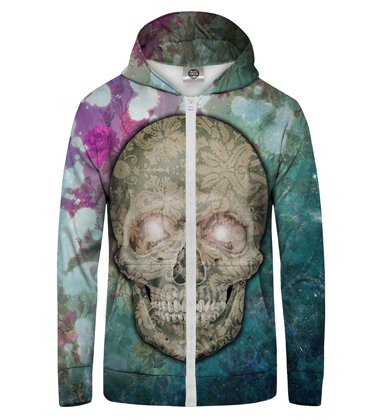 Mr Gugu & Miss Go Mr. GUGU & Miss GO Flower Skull Hoodie Kangaroo Zip Up teal XS