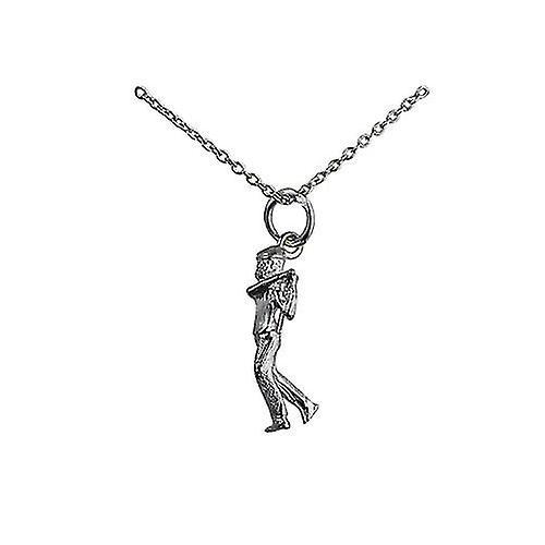 British Jewellery Workshops Silver 20x6mm Male Golfer Pendant with a rolo Chain 24 inches