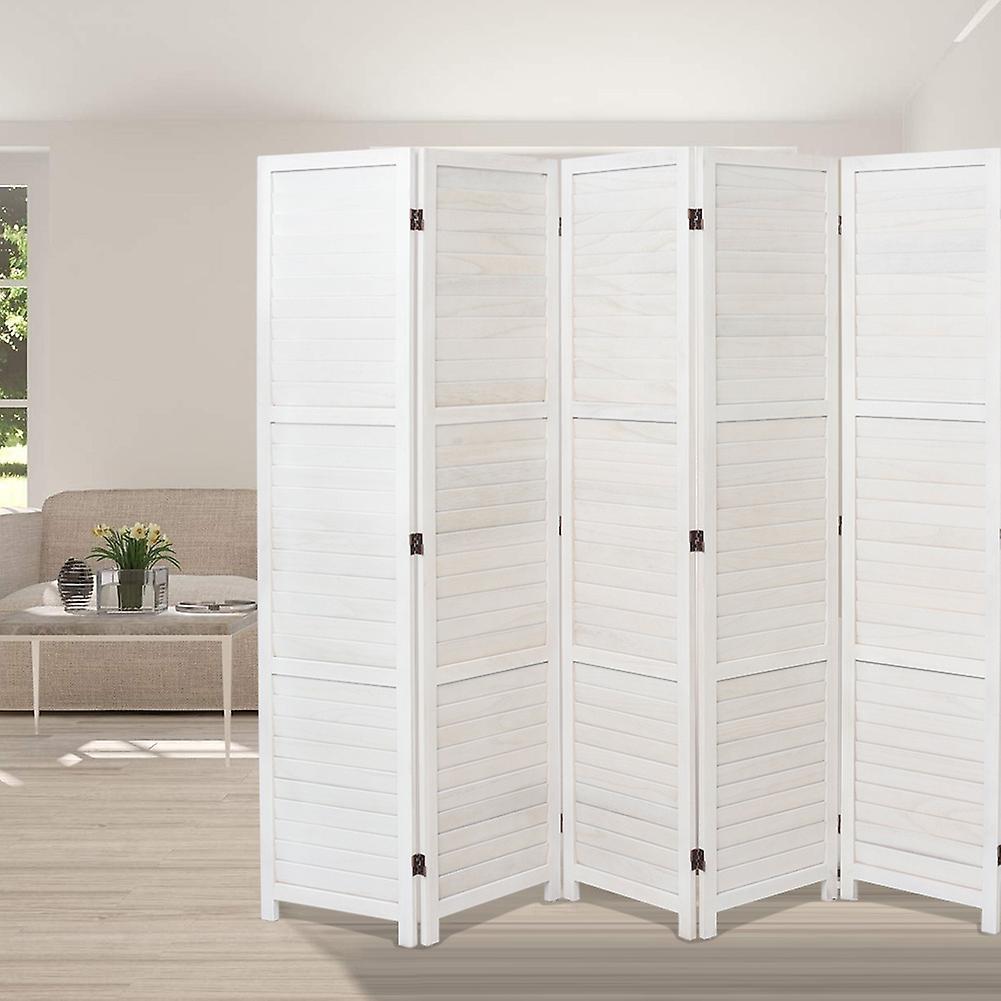 Living And Home Livingandhome 6 Panels Solid Wood Foldable Room Divider White