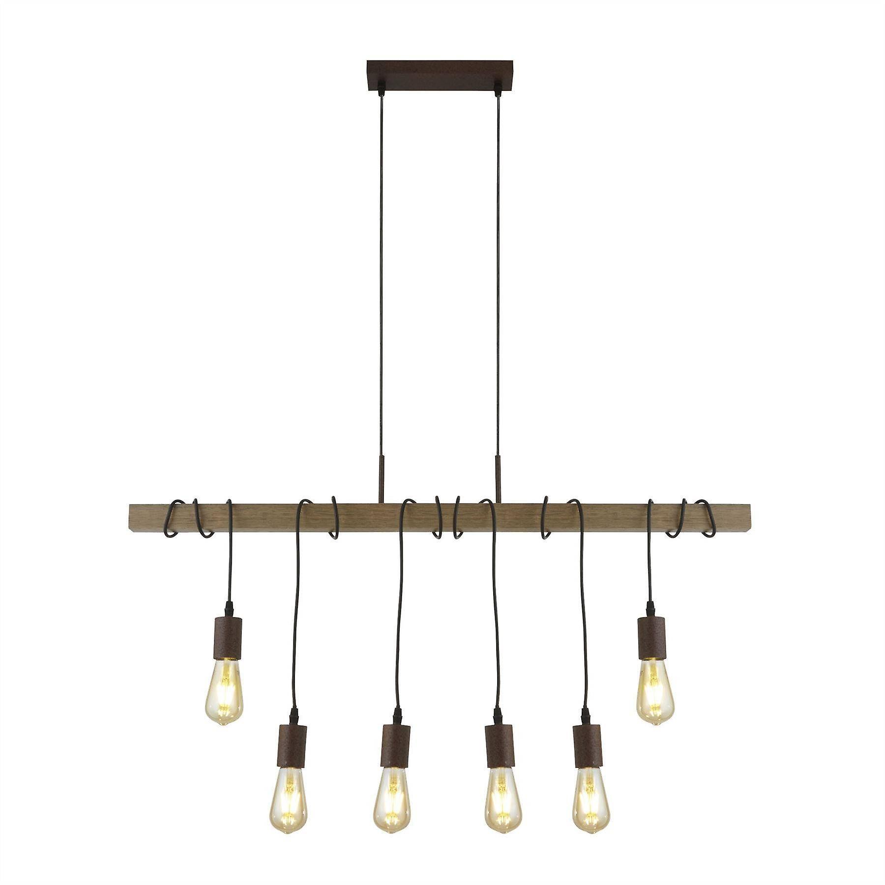 Searchlight Lighting 6 Light Bar Pendant Brown, Dark Wood, E27