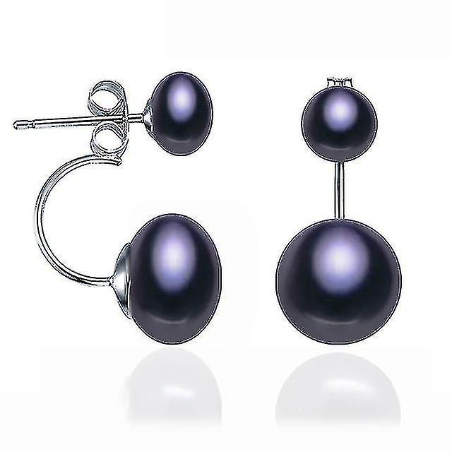 Cheese Natural Pearl Stud Earrings For Women Jewelry S925 Sterling Silver Genuine White Black Double Pearl Earrings Party