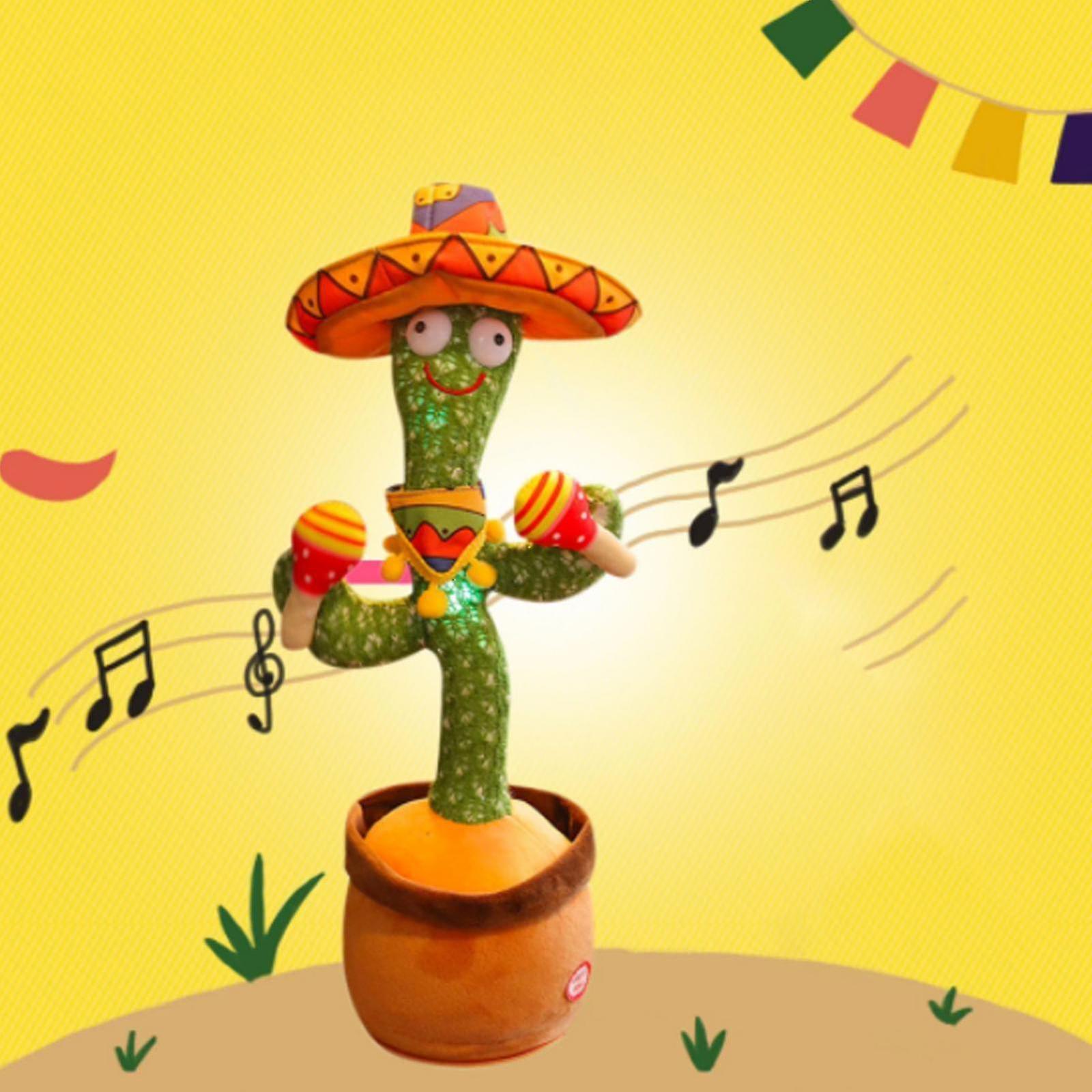 Whbyv 11.8 Inch Dancing Cactus, Talking Cactus 120 Music Singing Cactus Toy, Cactus Plush Animal, Usb Charging Cactus Toy, Electronic Talking Recor...