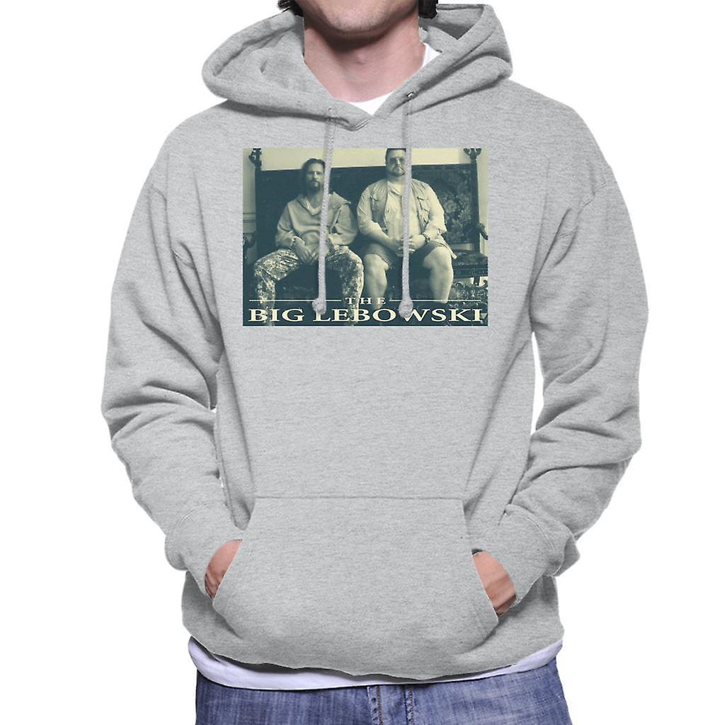 The Big Lebowski The Dude And Walter Sofa Men's Hooded Sweatshirt Heather Grey XX-Large