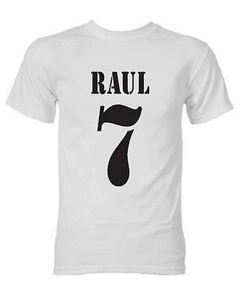 Gildan Raul Real Madrid Retro Style T-Shirt (White) MW