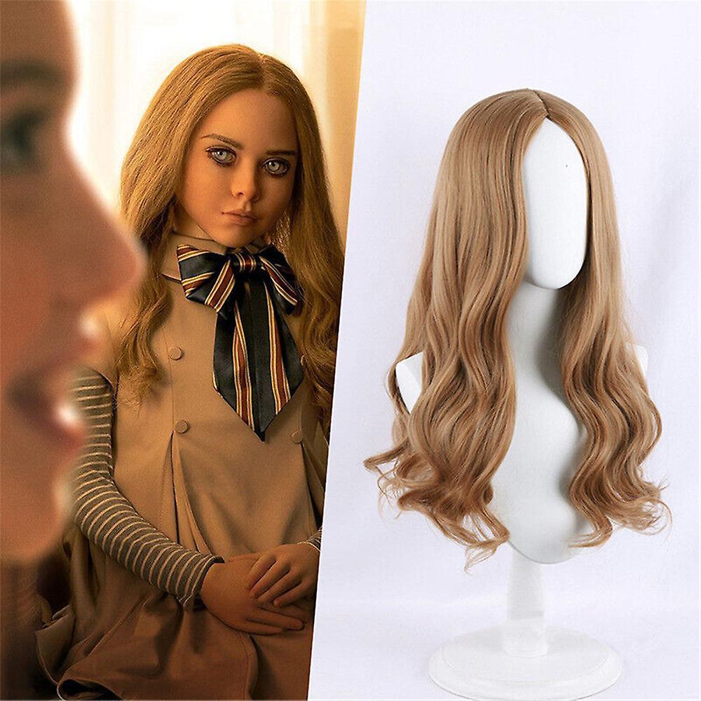 Waytogo M3gan Cosplay Wig Ai Doll Robots Megan Long Wavy Curly Synthetic Hair Wigs Halloween Party Role Play Costume Supplies