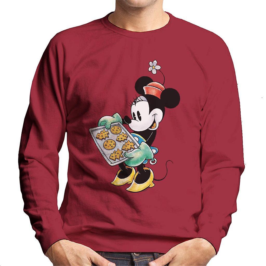 Disney Christmas Minnie Mouse Festive Baking Men's Sweatshirt Cherry Red Medium