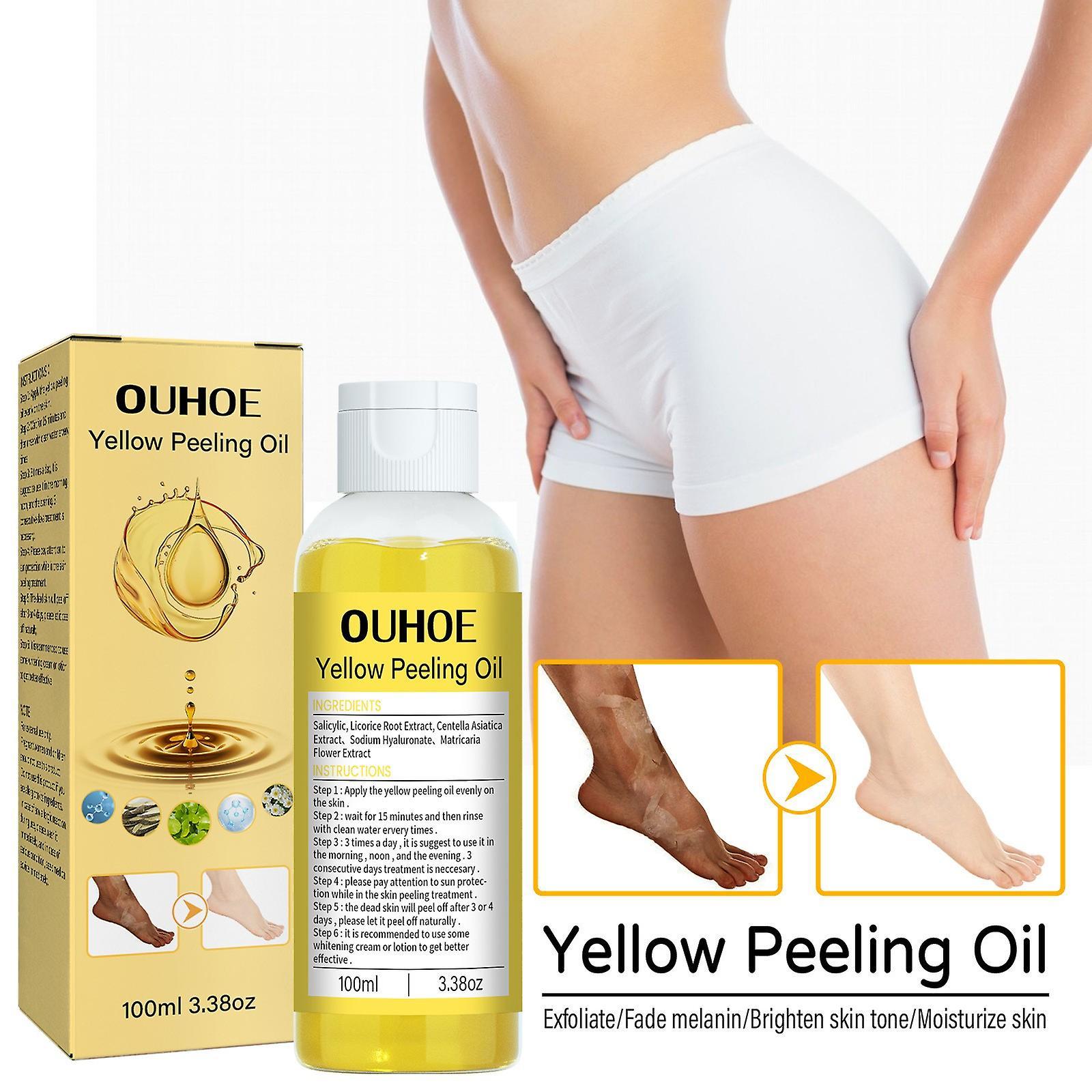 Fruushop Yellow Exfoliating Oil Hydrates Moisturizes Whitens and Beautifies The Body Exfoliates Dead Skin Whitens and Brightens The Skin 100Ml A