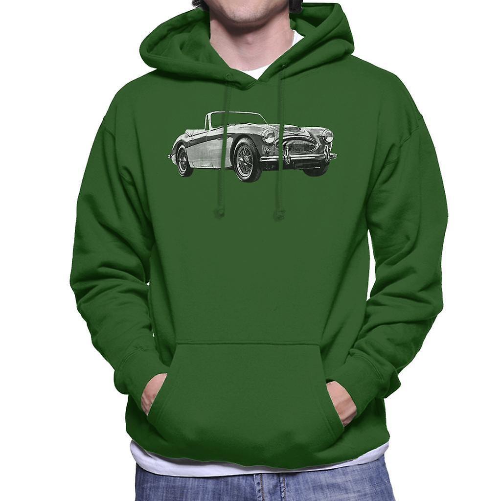 Austin Healey Grey British Motor Heritage Men's Hooded Sweatshirt Bottle Green Large