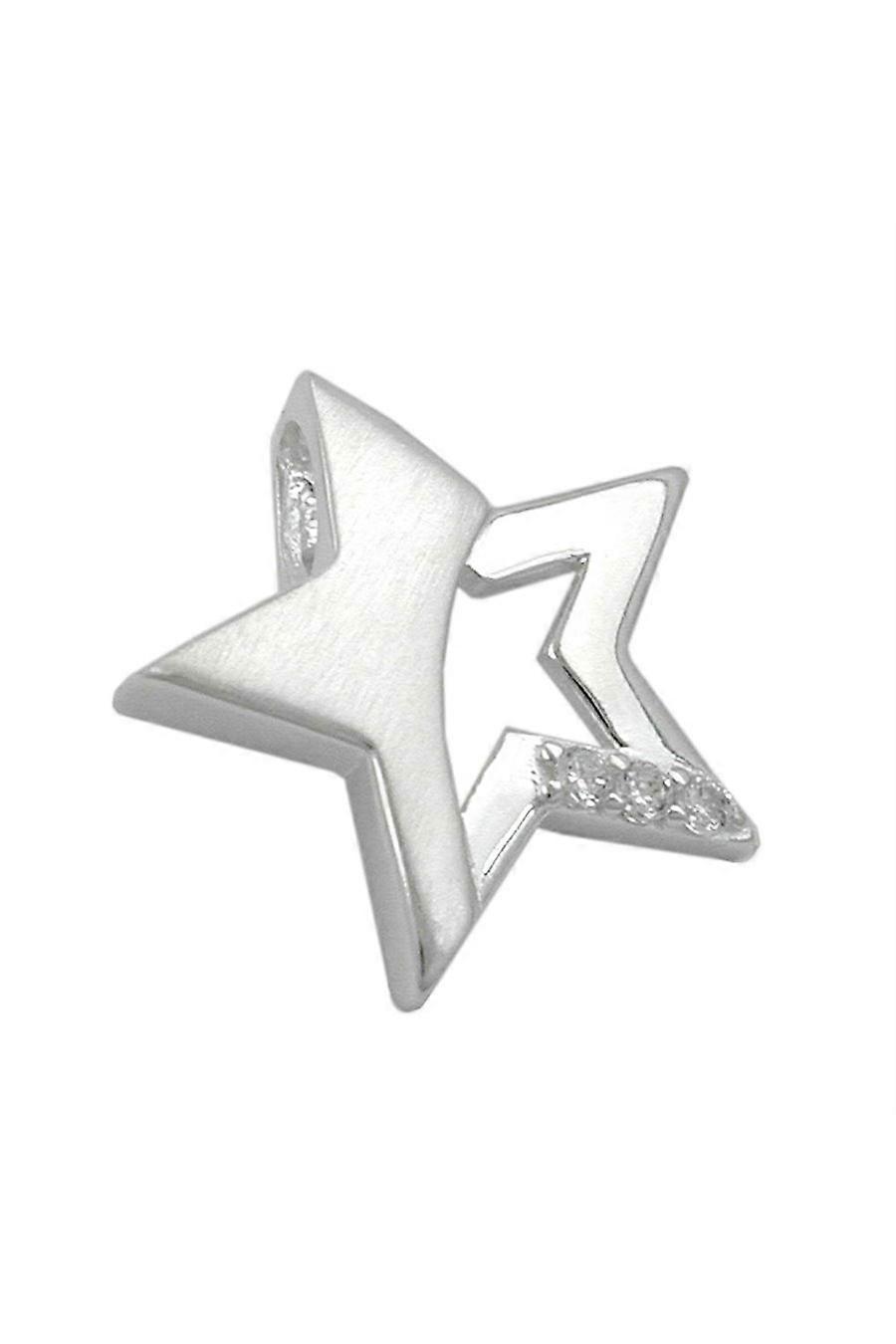 Gallay Pendant 15x16mm Star With Zirconias Matt Shiny Silver 925 - Gl91223