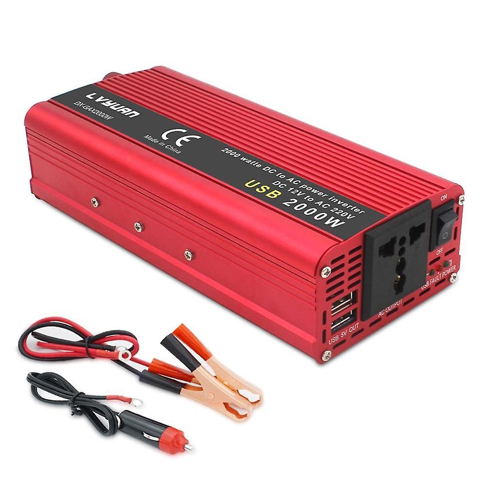 Slowmoose Dual Usb 2000w Watt Dc 12v To Ac 220v Portable Car Power Inverter Charger,