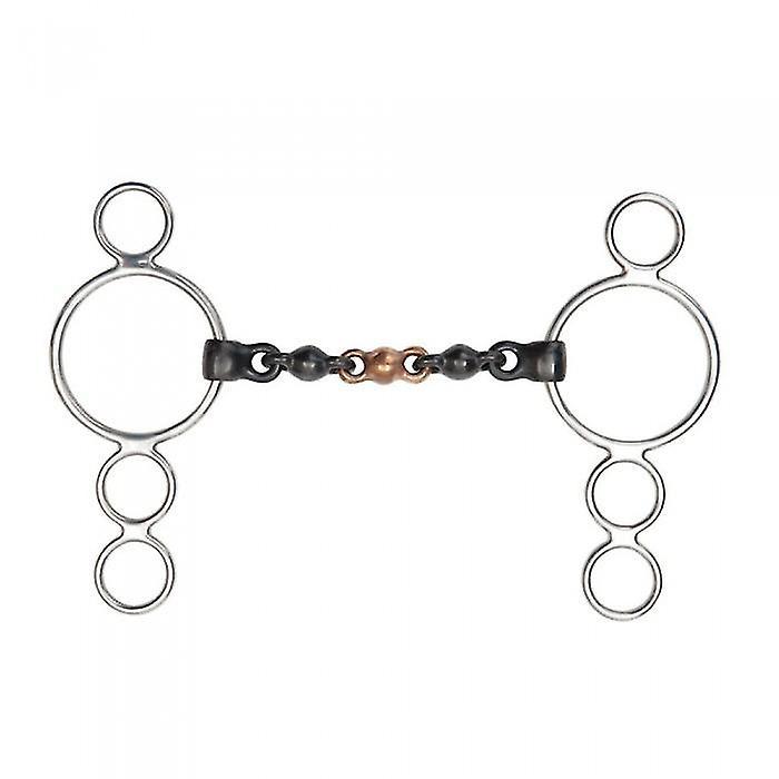 Shires Sweet Iron Waterford Horse 3 Ring Gag Bit Silver/Black/Brown 5.5in