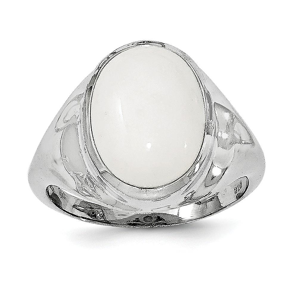 JewelryWeb 925 Sterling Silver Polished Open back White Agate Ring Jewelry Gifts for Women - Ring Size: 6 to 8