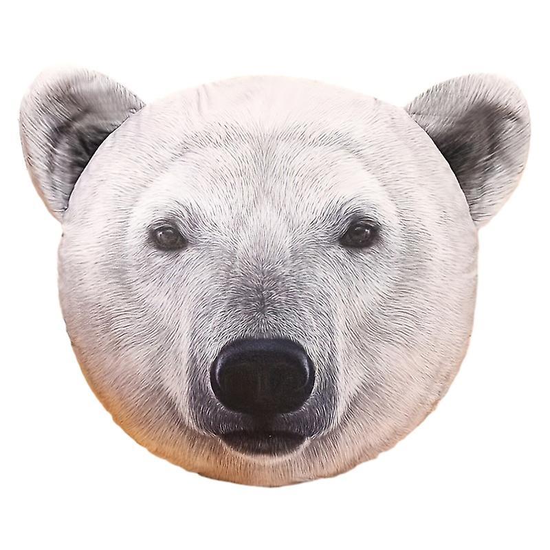 Wfuo Creative Simulation Animal Head Pillow Office Nap Pillow Cartoon Animal Plush Toy polar bear