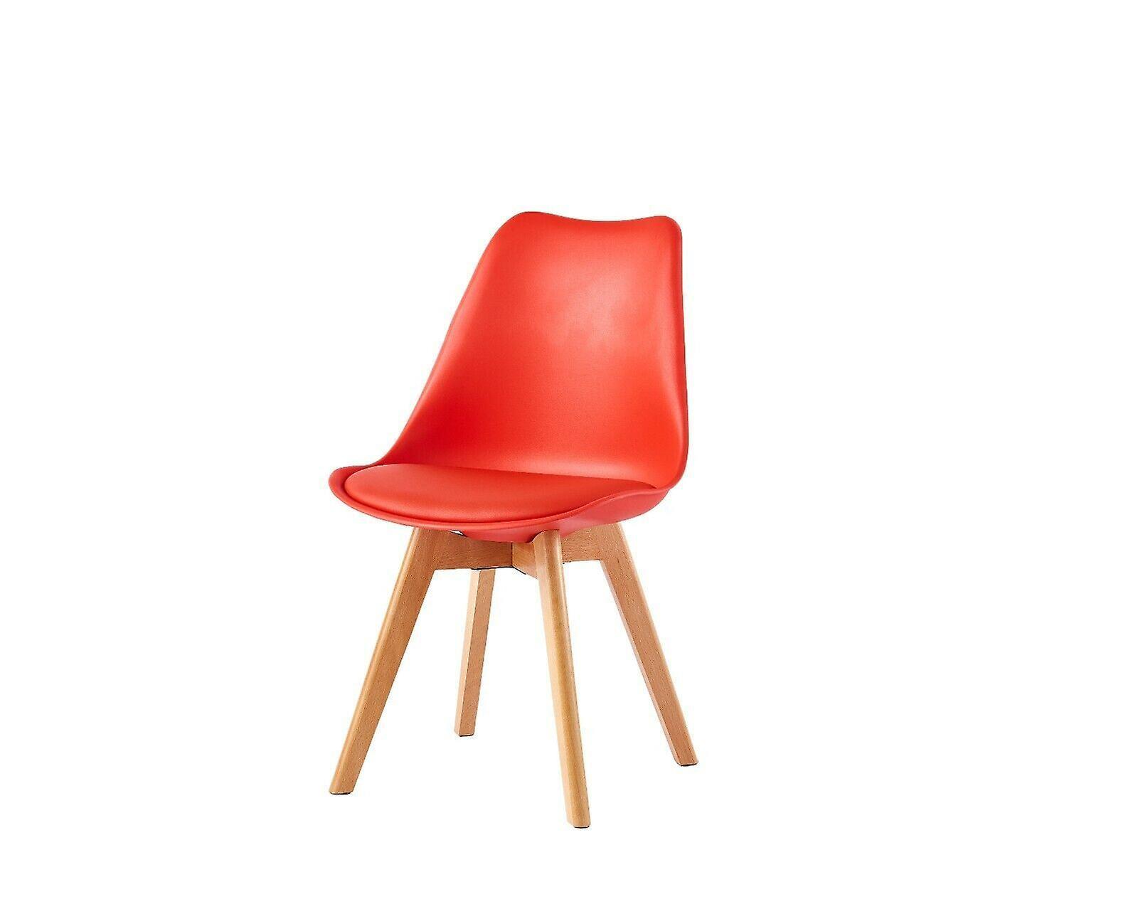 mcc direct Dining Designer Side Chairs Wooden Legs EVA RED 1