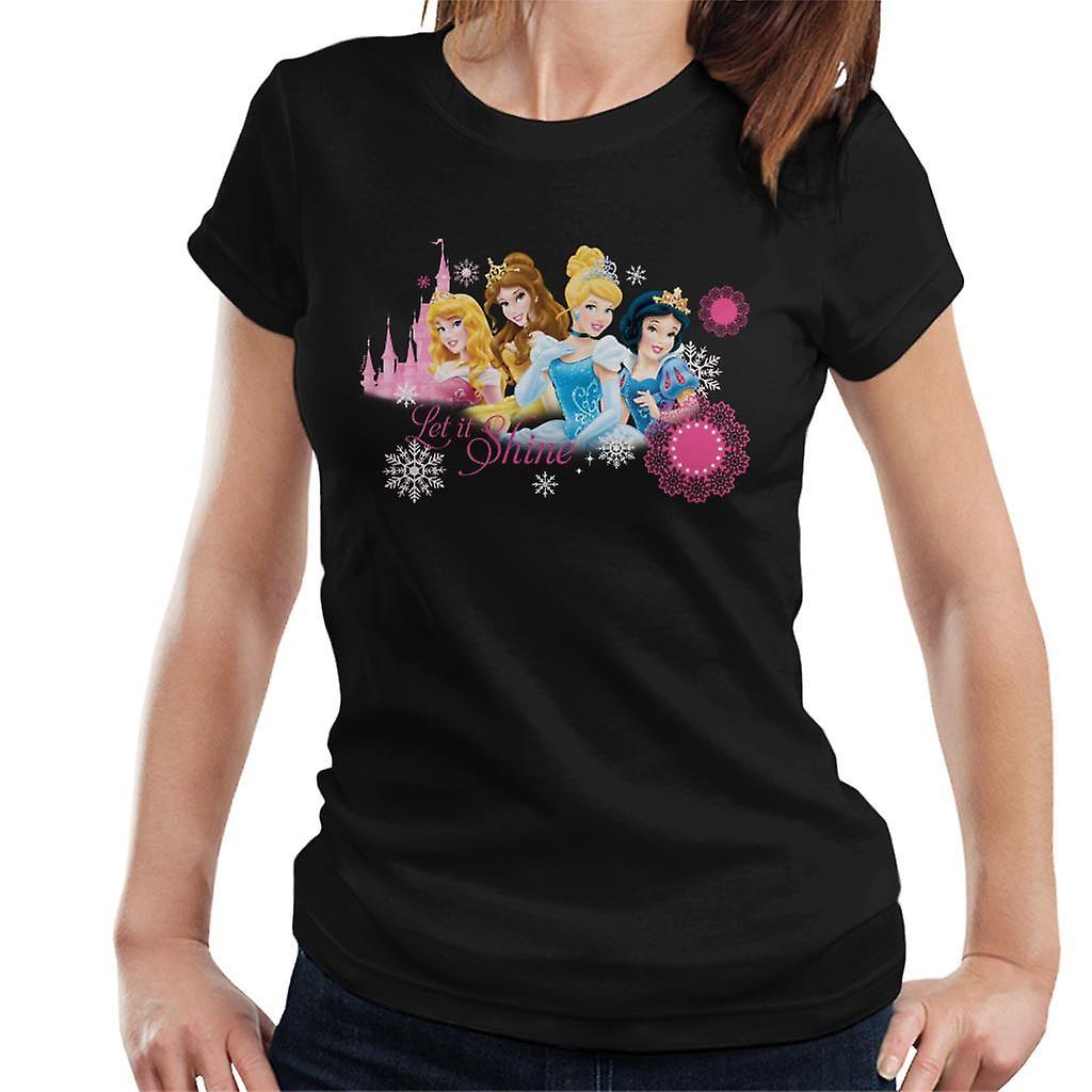 Disney Christmas Princesses Let It Shine Women's T-Shirt Black Medium