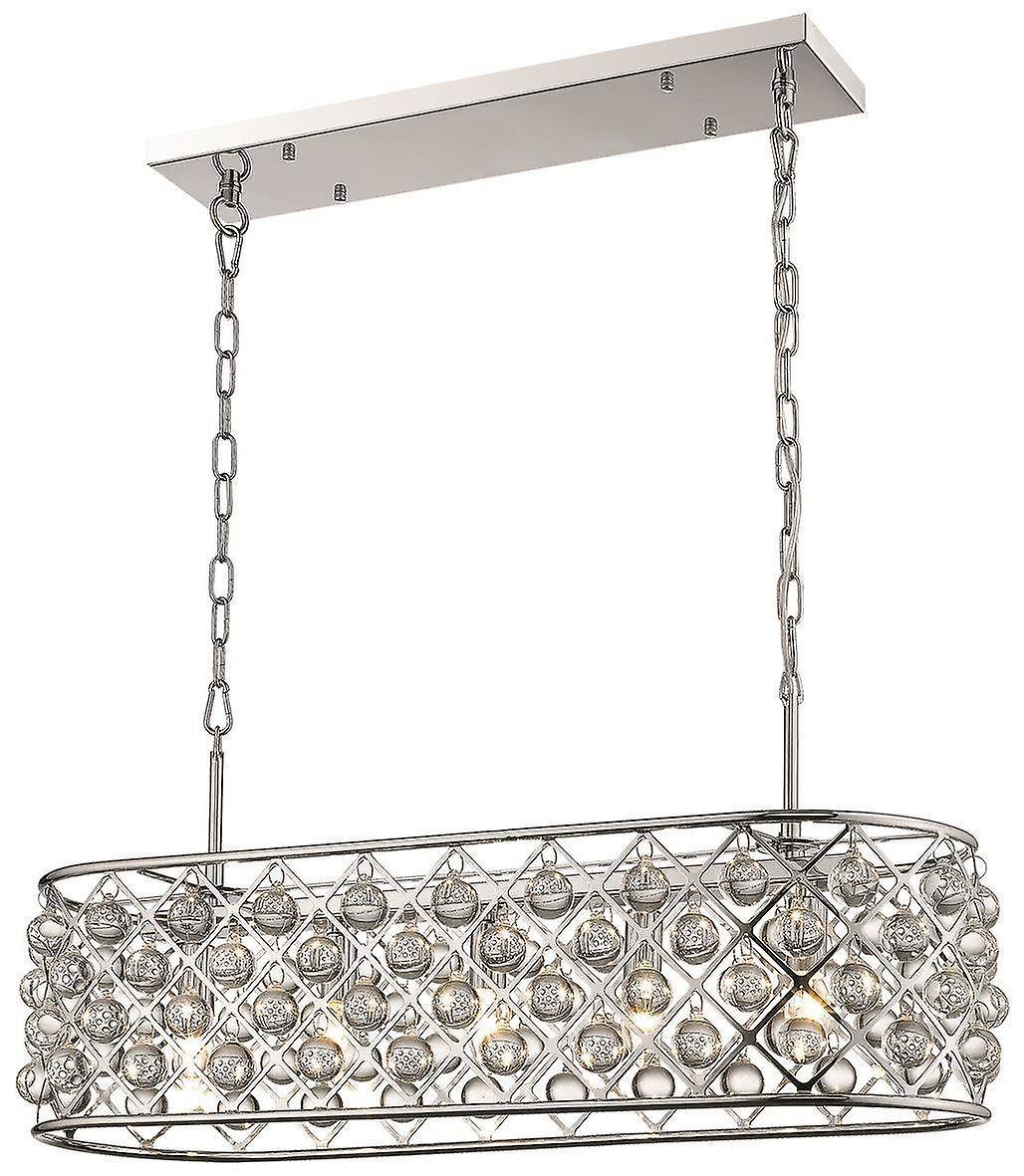 Spring 5 Light Oval Ceiling Pendant Chrome Clear with Crystals E14