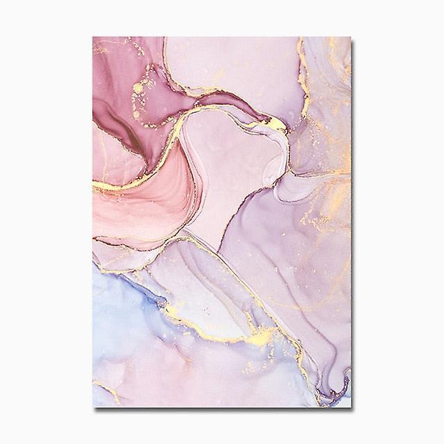 Slowmoose Colorful Golden Poster - Modern Abstract Canvas Painting Wall Art 21x30cm No Frame / A